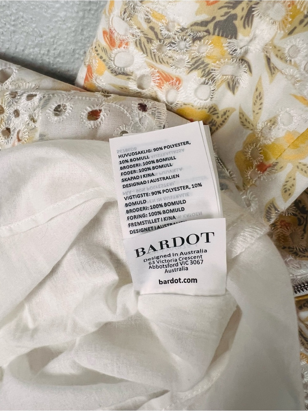 NWT Bardot Broderie Anglaise Eyelet Lace Ruffle Minidress In Tropical Size 8 - Picture 6 of 8